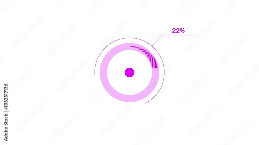loading icon animation magenta red color 31% circle. magenta red color storage pie chart on white background. loading icon animation magenta red color 31% circle. magenta red color storage pie chart on white background.