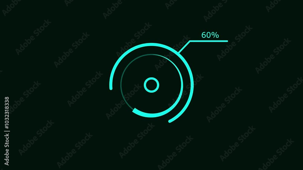 loading icon animation cyan color 84% circle. dark cyan color storage pie chart on dark cyan background. loading icon animation cyan color 84% circle. dark cyan color storage pie chart on dark cyan background.
