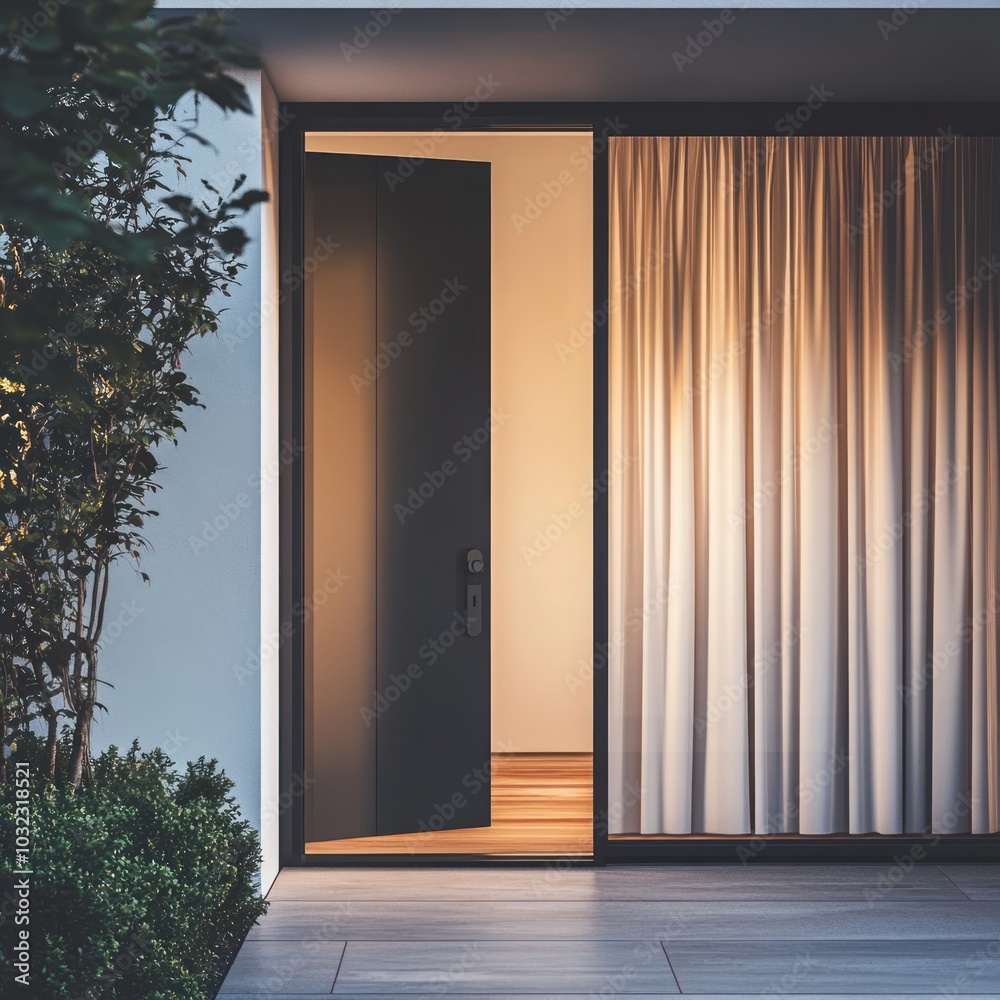 Fototapeta premium Minimalist Front Door with Smart Technology