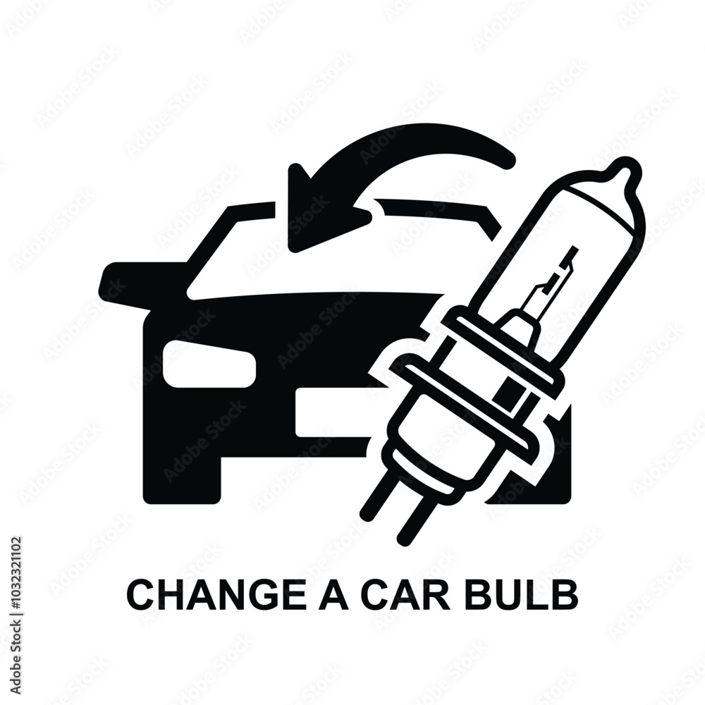Change a car light bulb icon. Car lamp icon isolated on background vector illustration. Change a car light bulb icon. Car lamp icon isolated on background vector illustration.