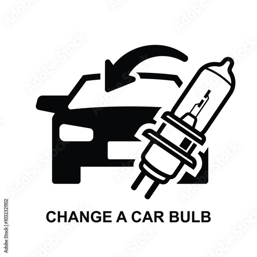 Change a car light bulb icon. Car lamp icon isolated on background vector illustration.