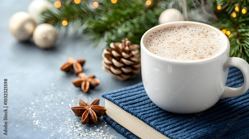 A person relaxing on a cozy couch holding a steaming mug of hot cocoa while immersed in the pages of a cherished book savoring the tranquility and comfort of a peaceful moment