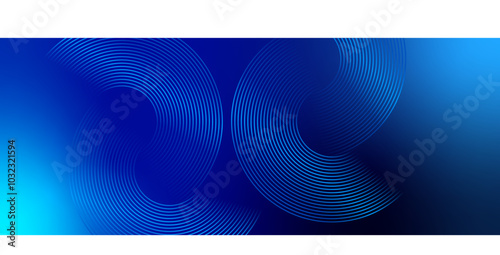 Abstract blue glowing geometric lines on a dark blue background with shiny circular patterns. Perfect for futuristic technology designs like covers, posters, banners, or websites.