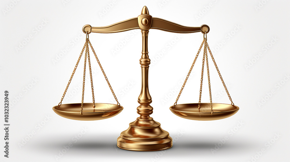 Balance Scales Depicting Equality in Gold Against a Neutral Background Balance Scales Depicting Equality in Gold Against a Neutral Background