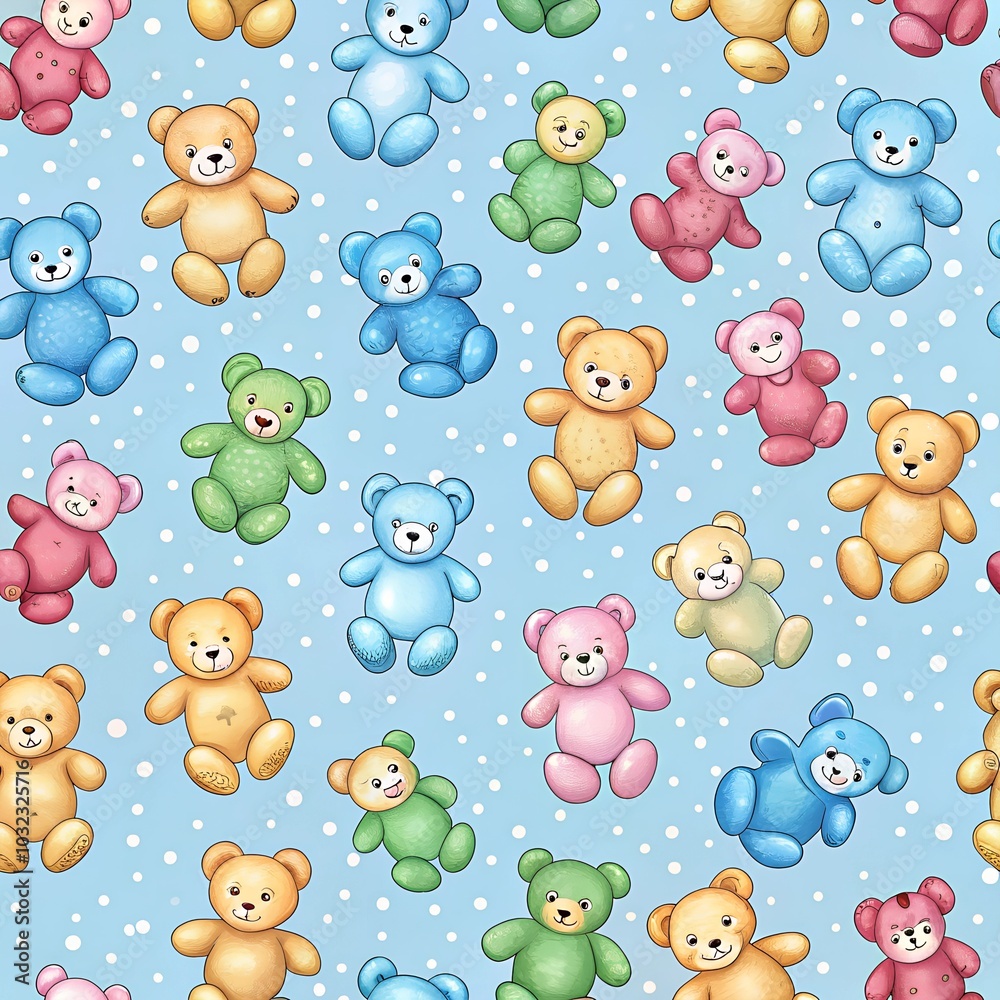 Children's fabric design: colorful bears Children's fabric design: colorful bears