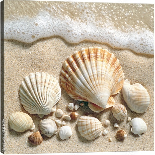 Refined Beach Scene with Shells and Sand