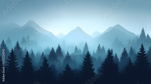 A Wonderful Smartphone Background Showcasing Pine Trees Hidden Under a Blanket of Tranquil Mist