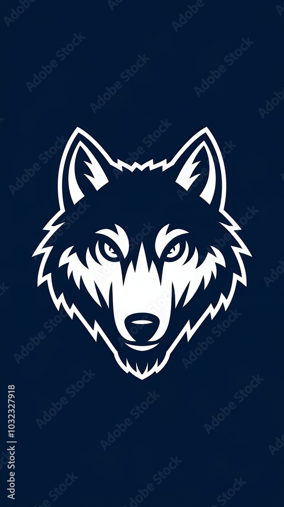 Fototapeta premium illustration of an emblem with a wolf head on a dark blue background