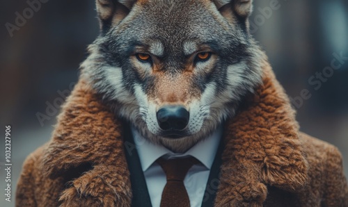 Alpha male concept Business wolf dressed, Generative AI