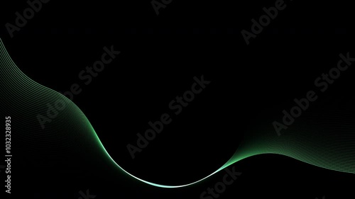 Green wave lines on black background. Ideal for digital backgrounds, website headers, graphic designs, and abstract art projects