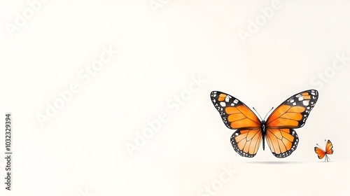 Enchanting watercolor of a beautiful monarch butterfly with vibrant orange and black wings featuring subtle Halloween inspired elements against a soft dreamy background