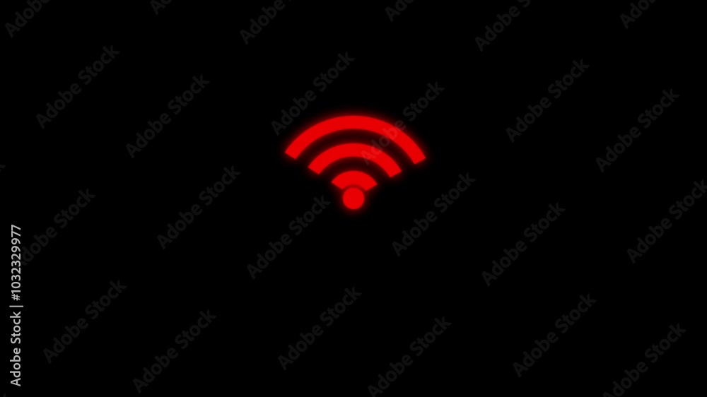 Wi-Fi wave signal icon animation on a black background. Wi-Fi wave signal icon animation on a black background.