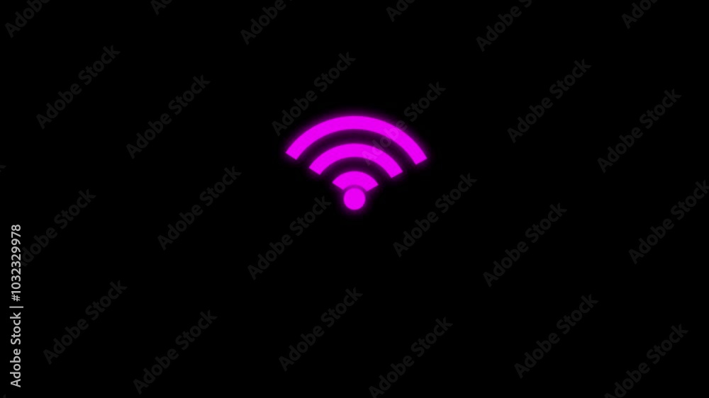 Wi-Fi wave signal icon animation on a black background. Wi-Fi wave signal icon animation on a black background.