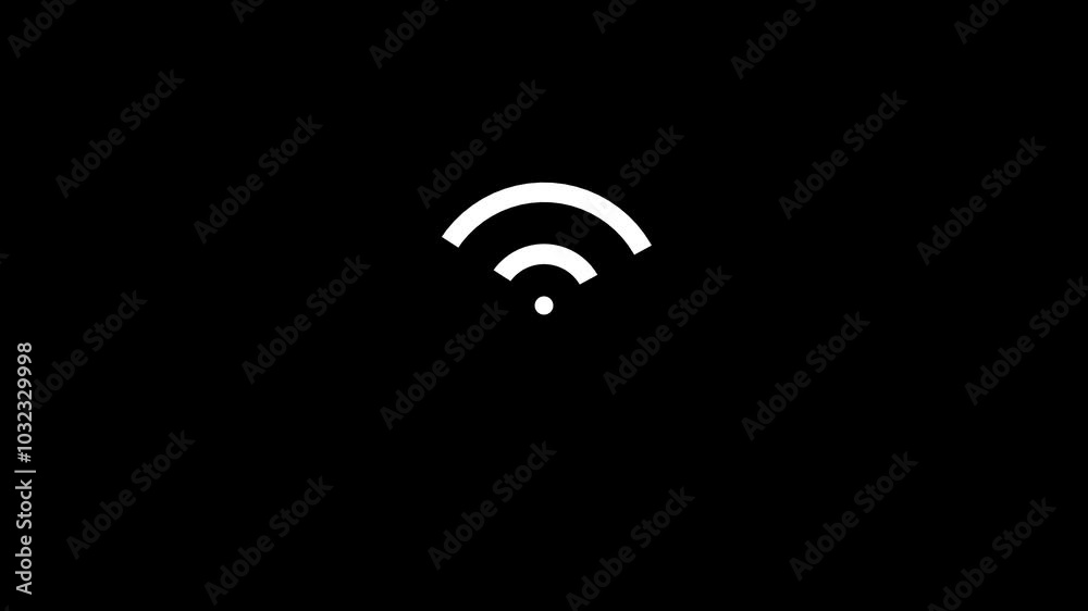 Wi-Fi wave signal icon animation on a black background. Wi-Fi wave signal icon animation on a black background.