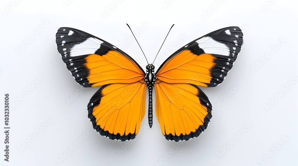 Obraz premium Elegant monarch butterfly with glowing orange wings in a beautiful watercolor a hint of Halloween atmosphere with a light isolated background