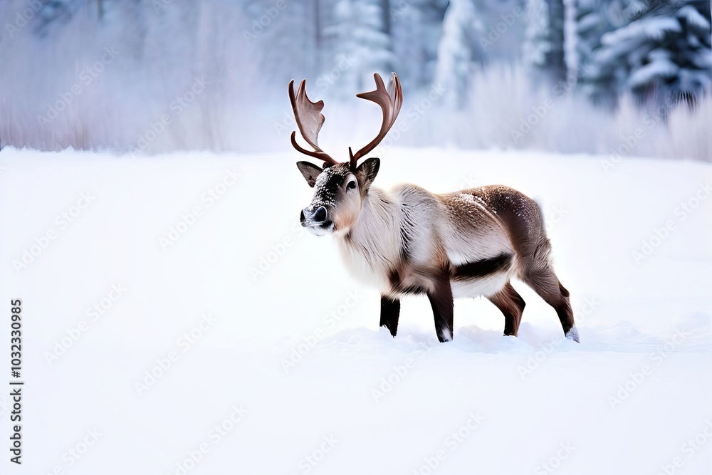 a reindeer playing in a snowbank a reindeer playing in a snowbank