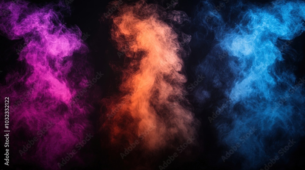abstract background created with pink, orange, and blue smoke on a black background abstract background created with pink, orange, and blue smoke on a black background