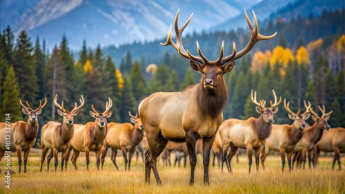Wildlife Harmony: Deer Herd in Natural Habitat