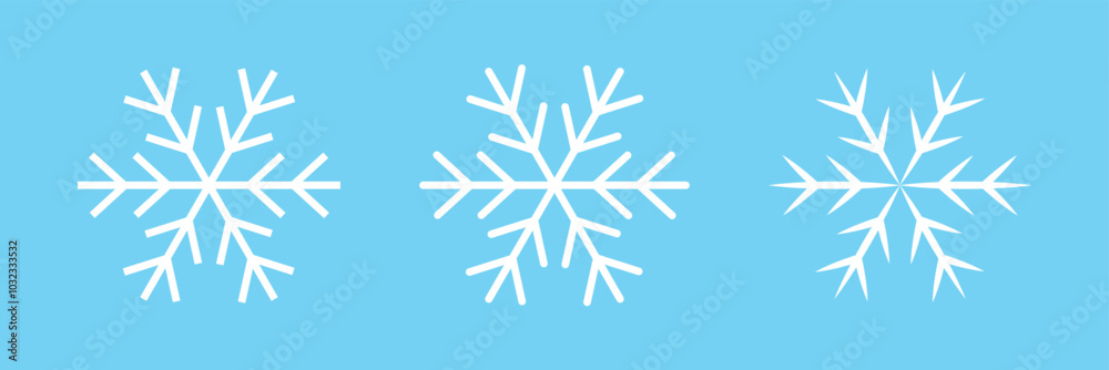 Snowflake isolated on blue background. Isolated snowflake collection. Frost background. Christmas icon. Vector illustration in eps 10. Snowflake isolated on blue background. Isolated snowflake collection. Frost background. Christmas icon. Vector illustration in eps 10.
