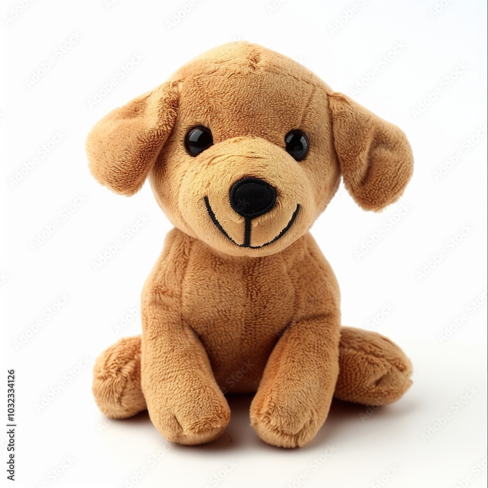 A single cute dog toy front view isolated on white background A single cute dog toy front view isolated on white background