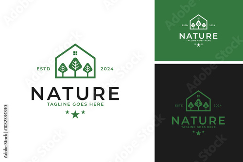 Farm and house logo design vector template illustration idea