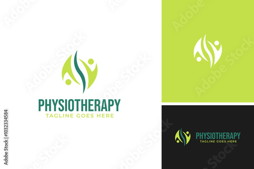 Vector of physiotherapy spine body logo design vector template illustration