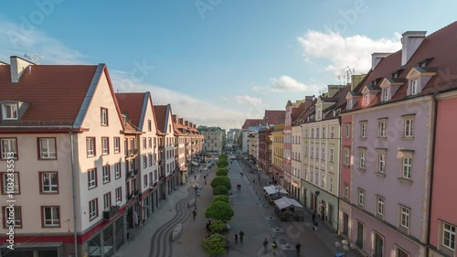 Wroclaw Poland time lapse high angle view city skyline at Swidnicka Street photo