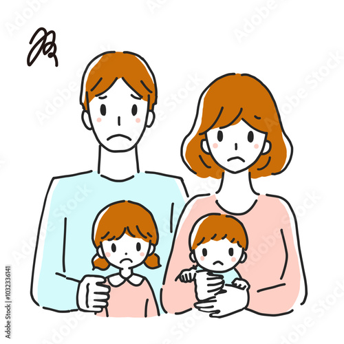 illustration of a young family in trouble.