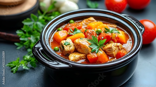 Slow Cooked Chicken and Vegetable Stew a Hearty and Nutritious Dish Simmered to Perfection in a Crock Pot for a Comforting and Satisfying Meal