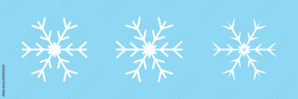 Snowflake isolated on blue background. Isolated snowflake collection. Frost background. Christmas icon. Vector illustration in eps 10. Snowflake isolated on blue background. Isolated snowflake collection. Frost background. Christmas icon. Vector illustration in eps 10.