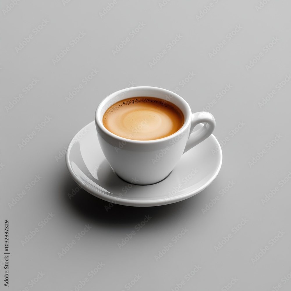 Rich espresso coffee shot with perfect crema in a minimalist white ceramic cup
Rich espresso coffee shot with perfect crema in a minimalist white ceramic cup