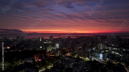 Wallpaper Mural Porto Alegre Skyline At Porto Alegre In Rio Grande Do Sul Brazil. Illuminated City. Sunset Downtown. Colored Cityscape. Porto Alegre Skyline At Porto Alegre In Rio Grande Do Sul Brazil.  Torontodigital.ca