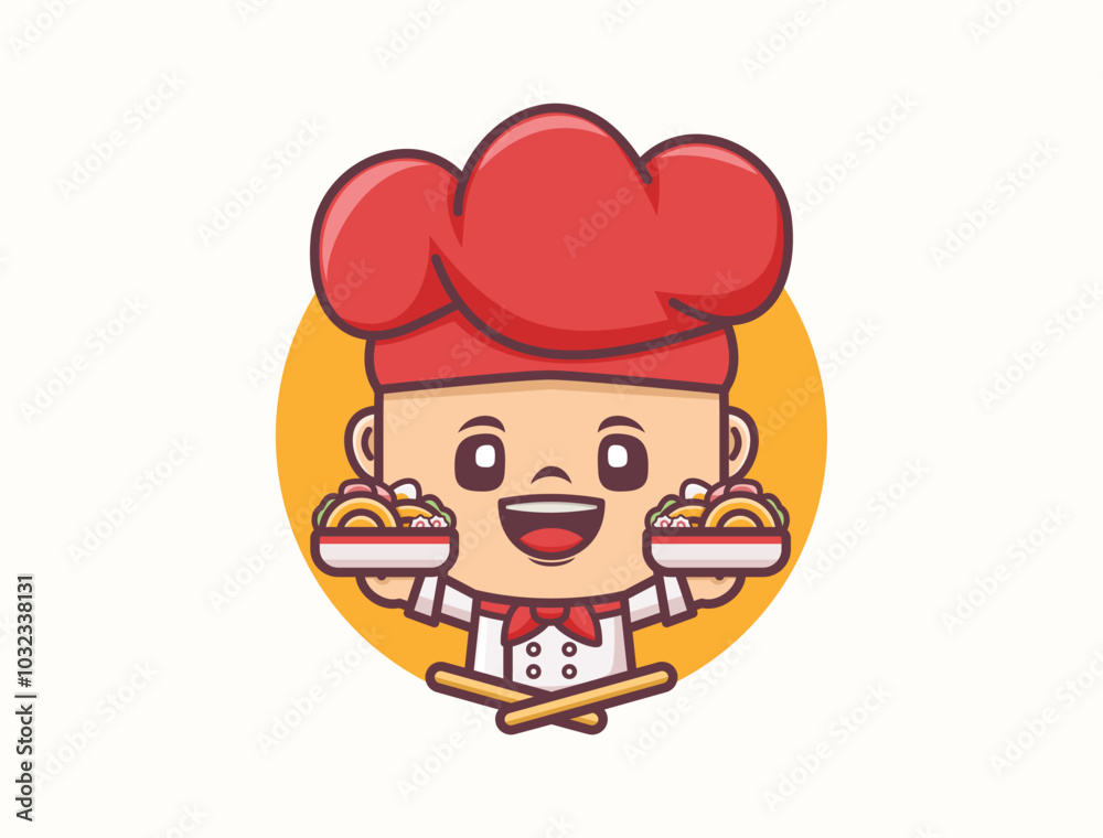 Ramen chef mascot design. Food logo template Ramen chef mascot design. Food logo template