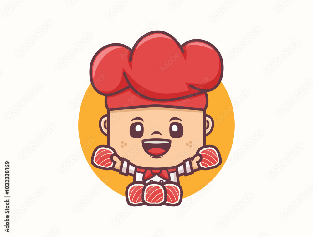Sushi chef mascot design. Food logo template Sushi chef mascot design. Food logo template