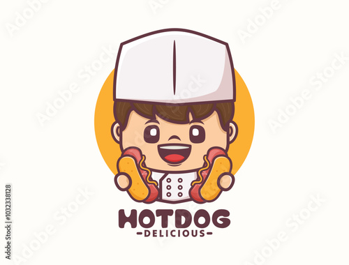 Hot dog chef mascot logo template design