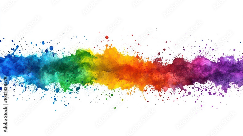 Abstract rainbow paint splattered on white background. Abstract rainbow paint splattered on white background.