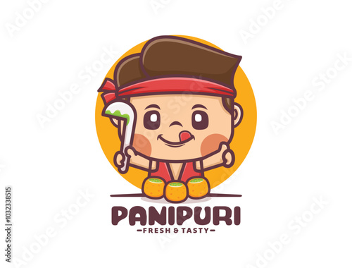 Panipuri chef cartoon mascot design