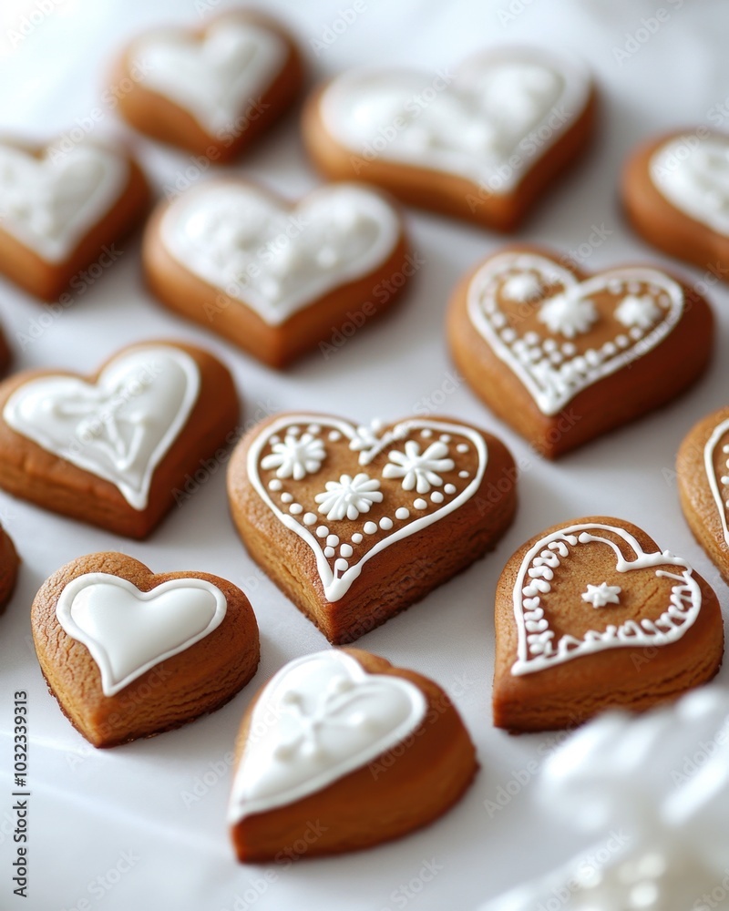 Traditional Lebkuchen gingerbread cookies with icing on a minimalist white surface
Traditional Lebkuchen gingerbread cookies with icing on a minimalist white surface