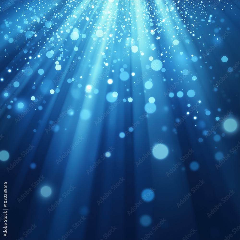 Magical Blue Spotlight Rays Shining with Sparkling Particles for Dreamy and Ethereal Effect