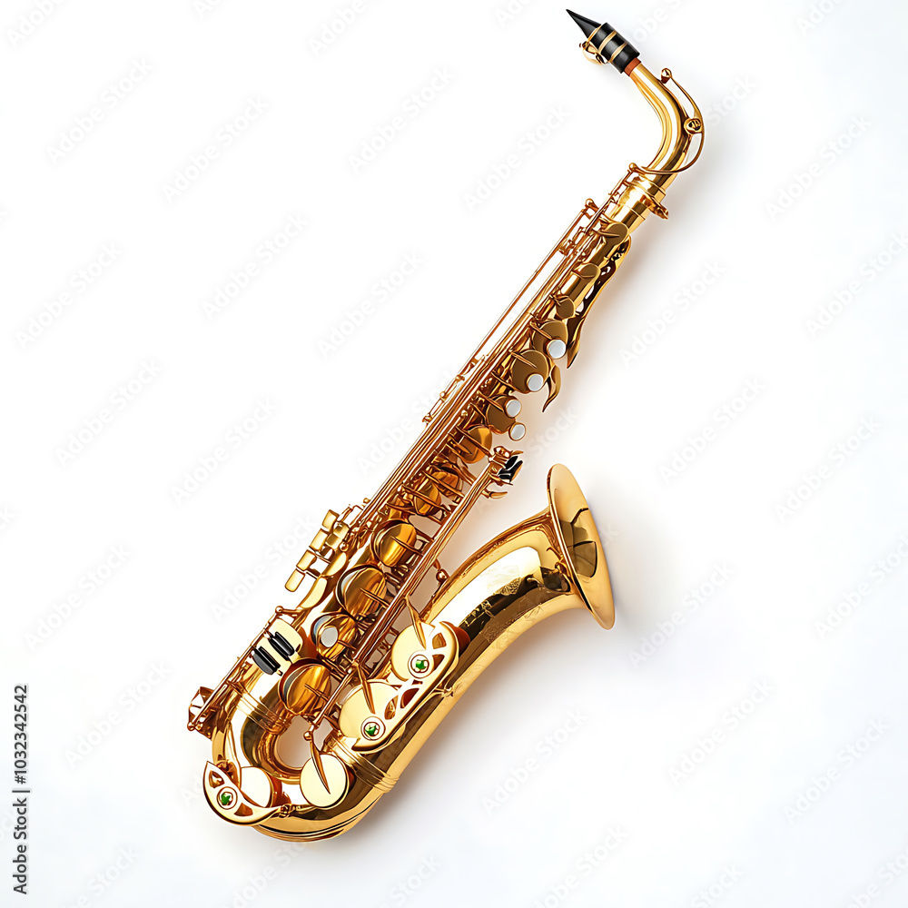 Fototapeta premium Golden saxophone isolated on white background