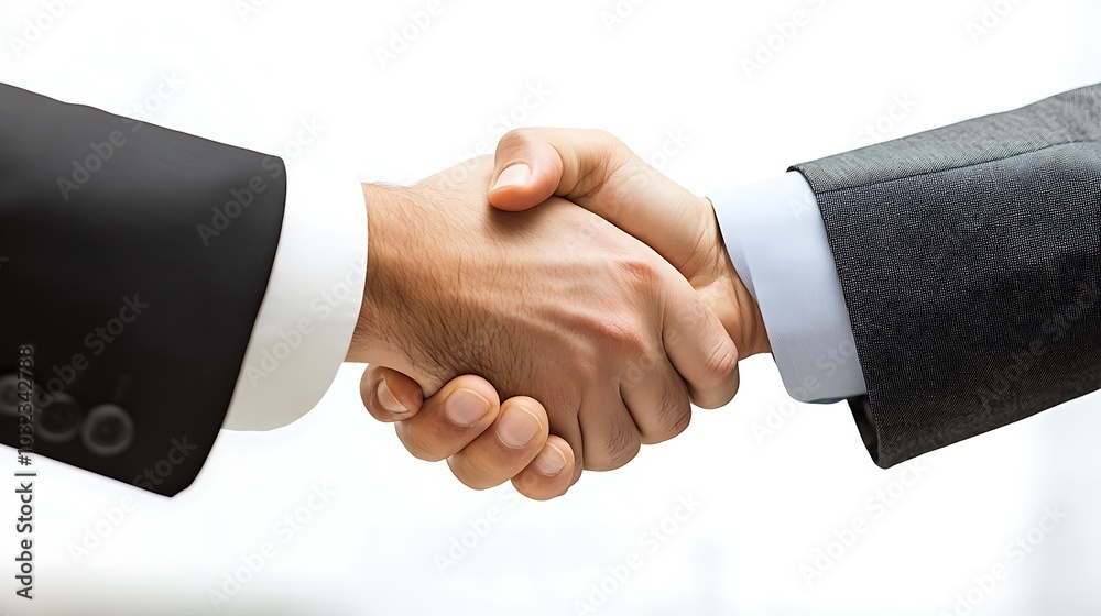 Two businessmen shaking hands in a close-up shot. Two businessmen shaking hands in a close-up shot.