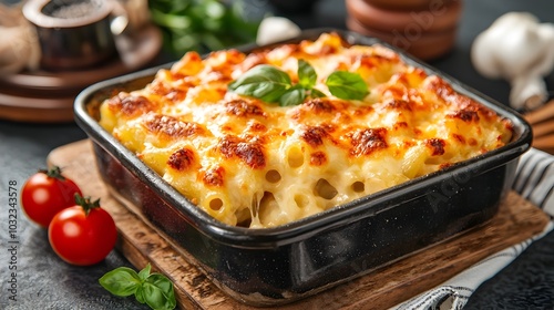 Freshly Baked Macaroni and Cheese with a Crisp Golden Crust A Comforting and Delicious Homemade Pasta Dish Perfect for Family Dinners or Gatherings