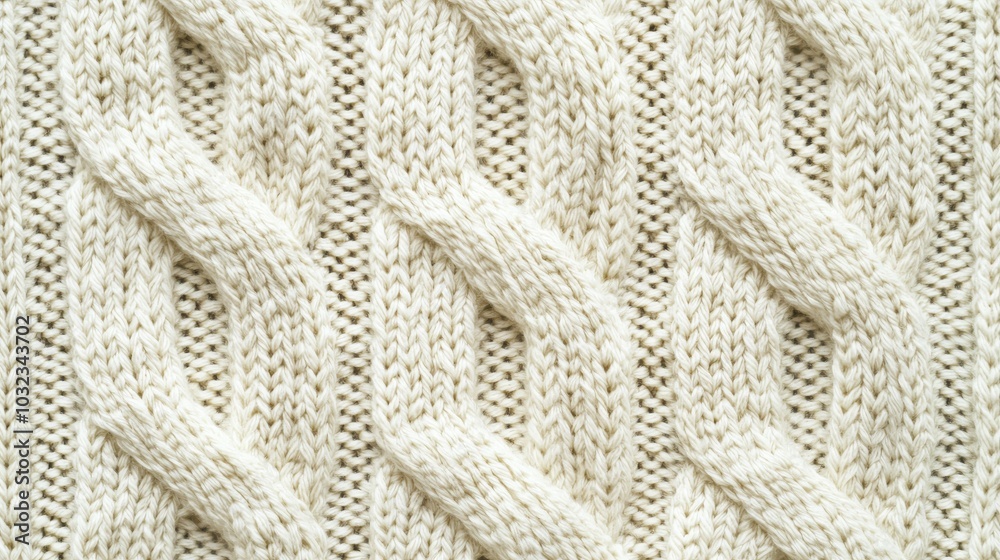 Close-Up Texture of Cream Cable Knit Sweater. Cozy and Warm Winter Fashion Close-Up Texture of Cream Cable Knit Sweater. Cozy and Warm Winter Fashion