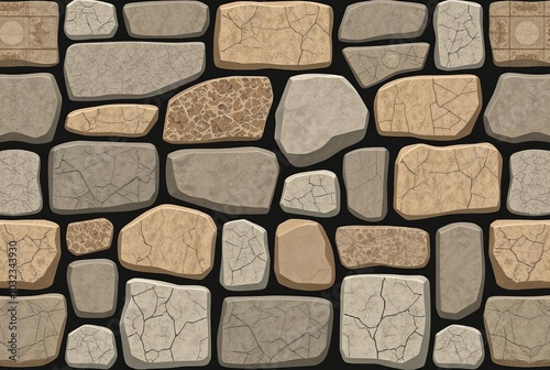 Stone A pattern featuring stylized stone textures and patterns
