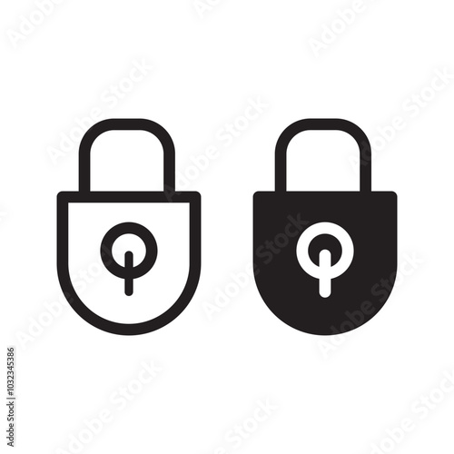 set icon lock security safety safeguard object closed vector.