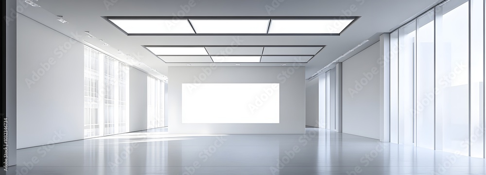 61. A bright, open gallery space with minimalist decor, ready for showcasing a product 61. A bright, open gallery space with minimalist decor, ready for showcasing a product