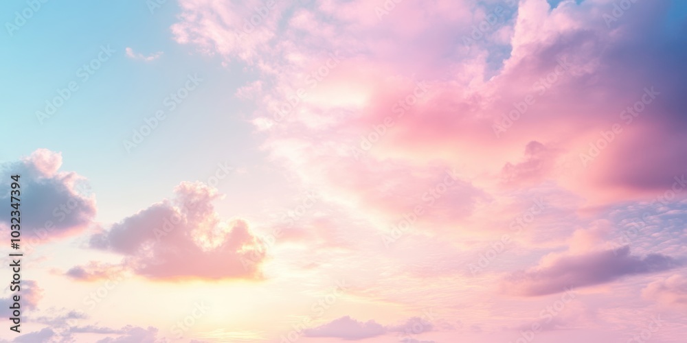 Pink and blue sky with fluffy clouds. Pink and blue sky with fluffy clouds.