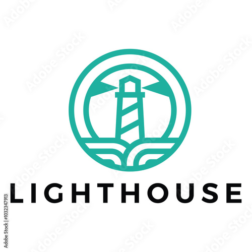 lighthouse flat minimalist logo design