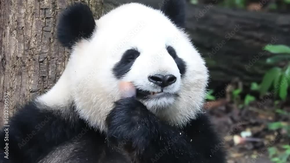 Close up Happy female Panda, MIao Miao, Chengdu, China Close up Happy female Panda, MIao Miao, Chengdu, China