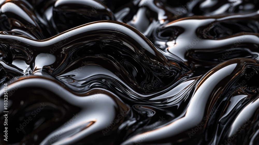 Glossy Black Liquid Waves Creating Abstract Fluid Art Design Glossy Black Liquid Waves Creating Abstract Fluid Art Design